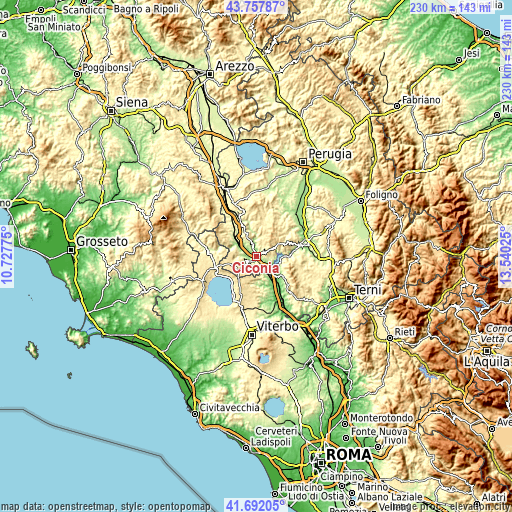 Topographic map of Ciconia