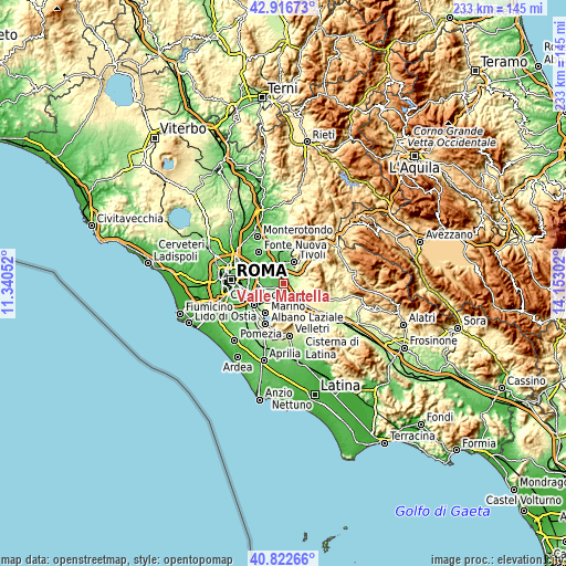 Topographic map of Valle Martella