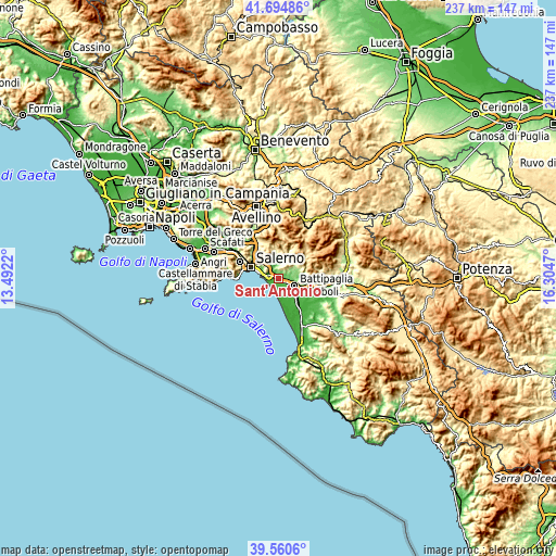 Topographic map of Sant'Antonio