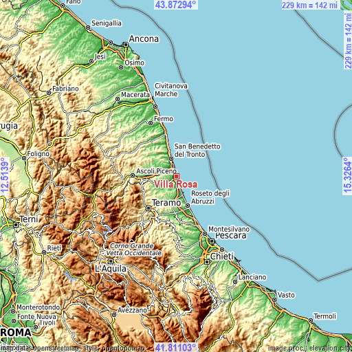 Topographic map of Villa Rosa