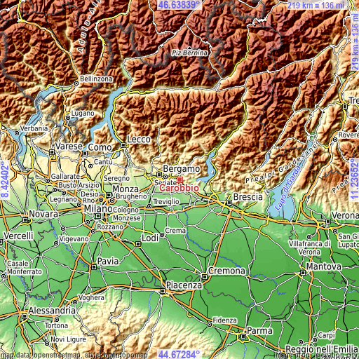 Topographic map of Carobbio