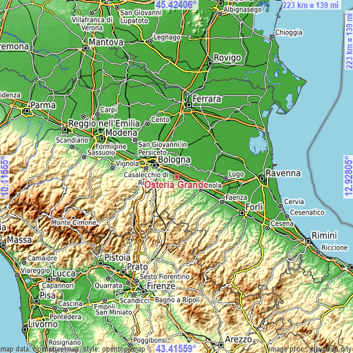 Topographic map of Osteria Grande
