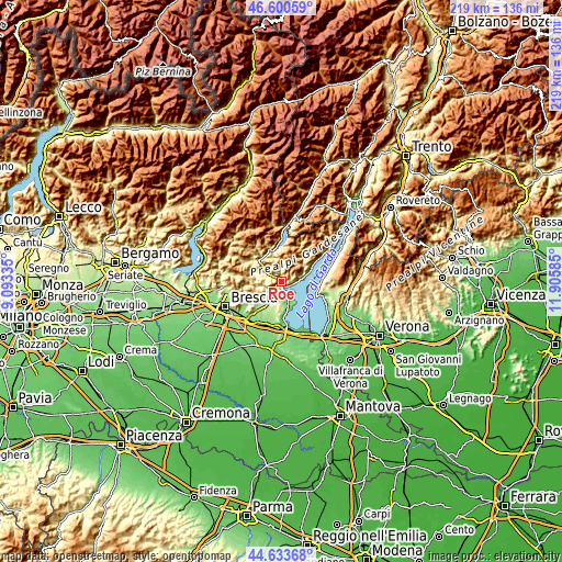 Topographic map of Roè