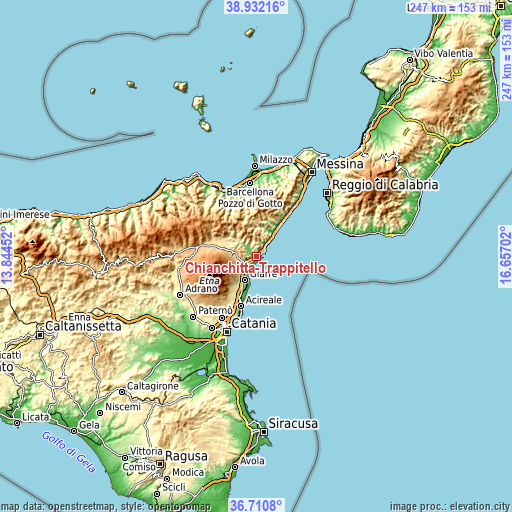 Topographic map of Chianchitta-Trappitello