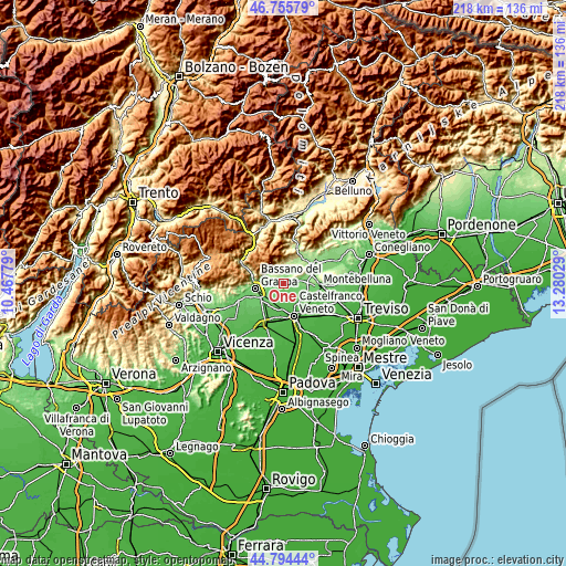 Topographic map of Onè