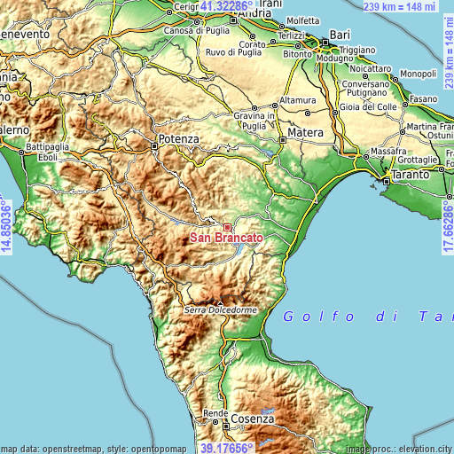 Topographic map of San Brancato