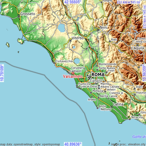 Topographic map of Valcanneto