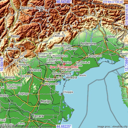 Topographic map of San Floriano-Olmi