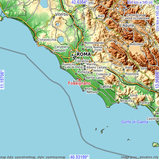 Topographic map of Fossignano