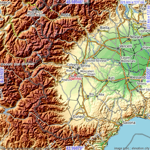 Topographic map of Garino
