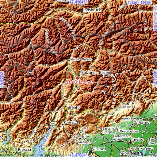 Topographic map of San Giacomo