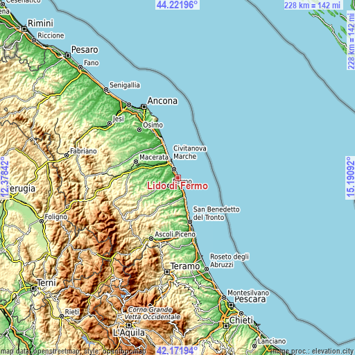 Topographic map of Lido di Fermo