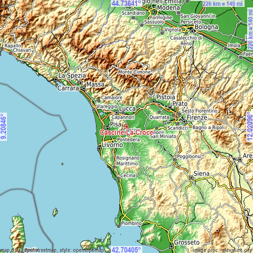 Topographic map of Cascine-La Croce