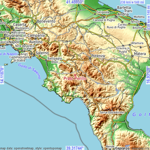 Topographic map of Prato Perillo