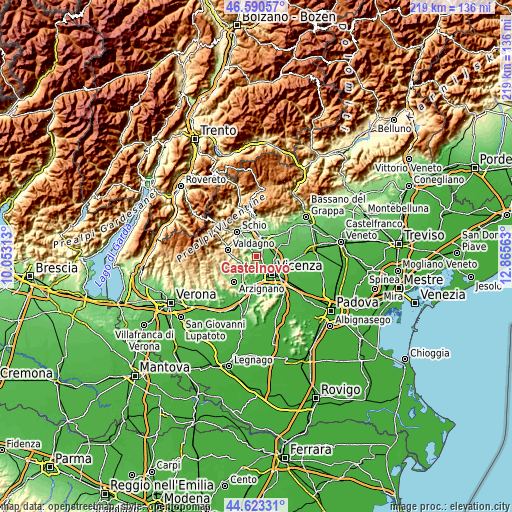 Topographic map of Castelnovo