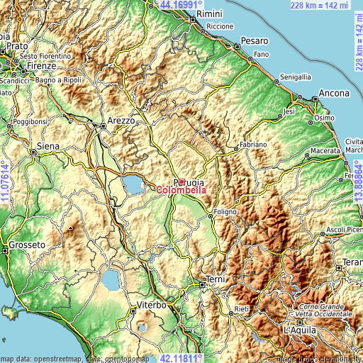 Topographic map of Colombella