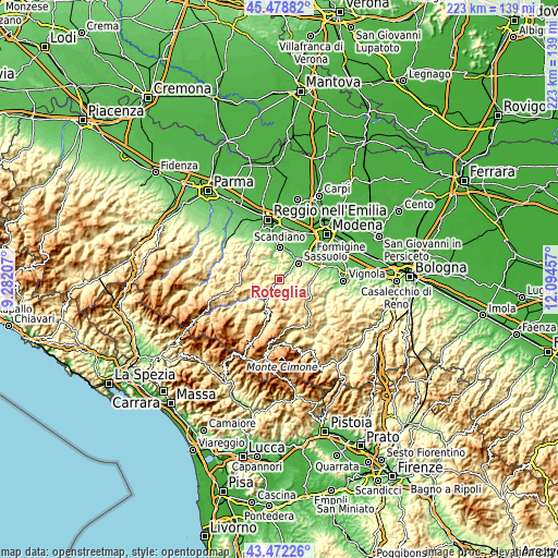 Topographic map of Roteglia