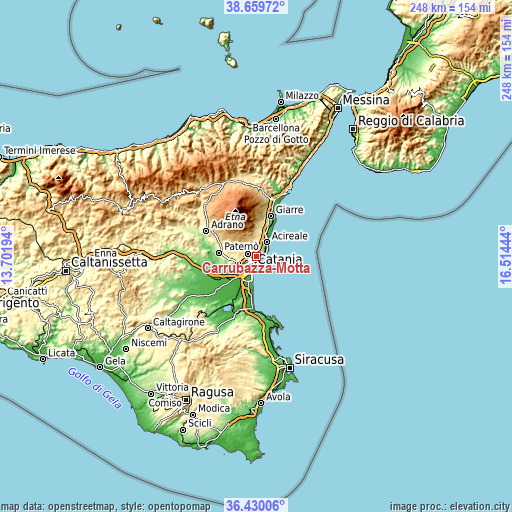 Topographic map of Carrubazza-Motta