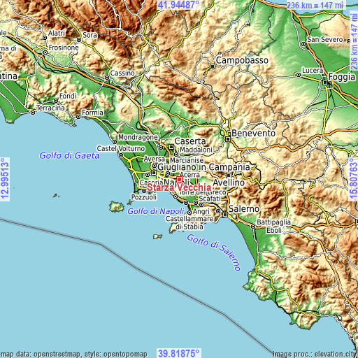 Topographic map of Starza Vecchia