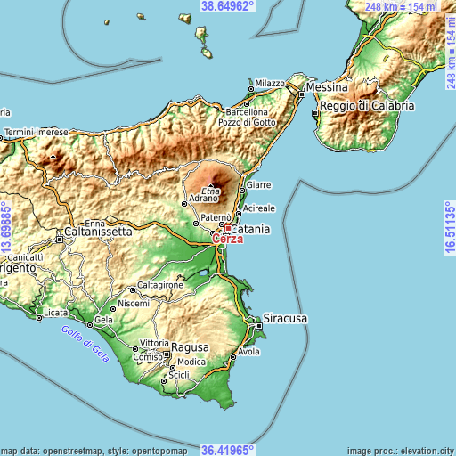 Topographic map of Cerza