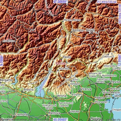 Topographic map of Ravina