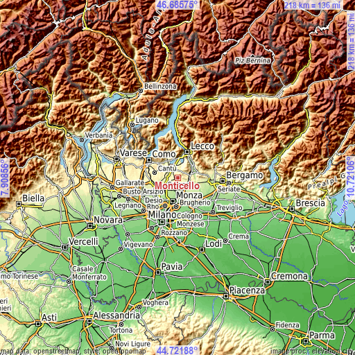 Topographic map of Monticello