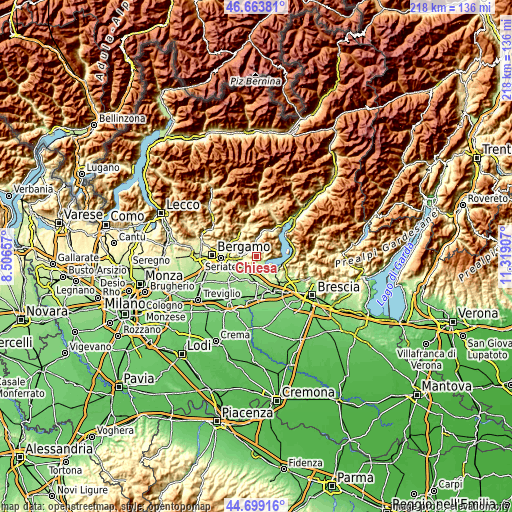 Topographic map of Chiesa