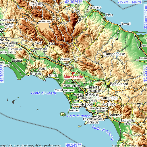 Topographic map of Marzanello