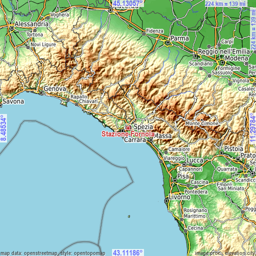 Topographic map of Stazione-Fornola