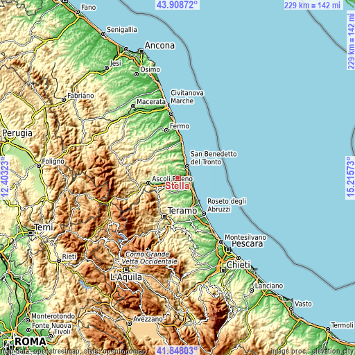Topographic map of Stella