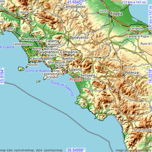 Topographic map of Pratole