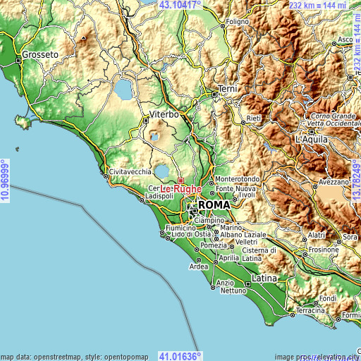 Topographic map of Le Rughe