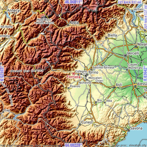 Topographic map of Ferriera