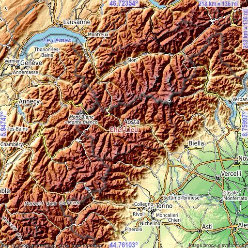 Topographic map of Chef-Lieu