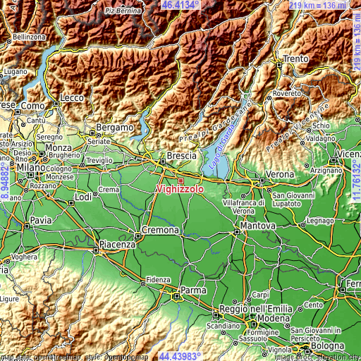 Topographic map of Vighizzolo