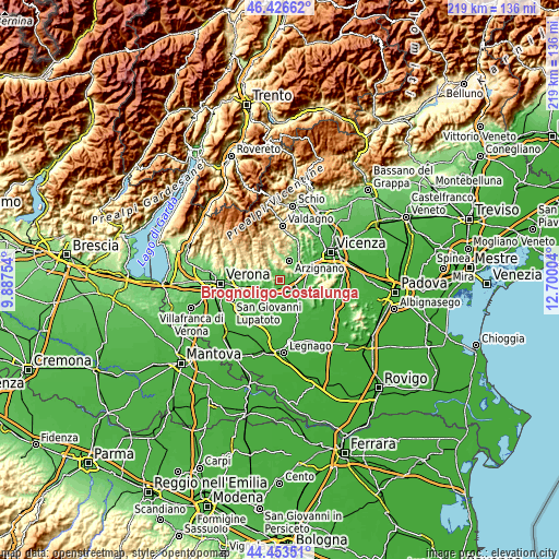 Topographic map of Brognoligo-Costalunga