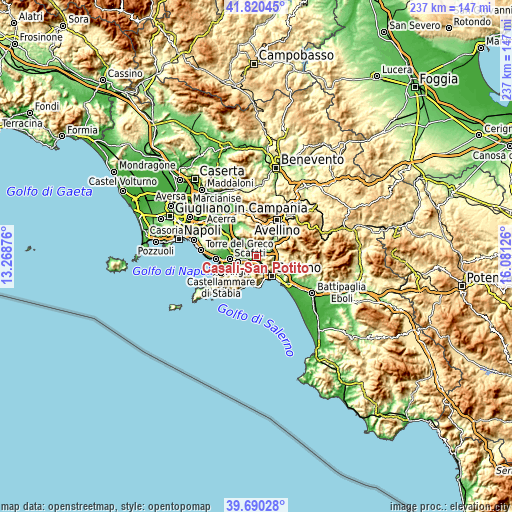 Topographic map of Casali-San Potito