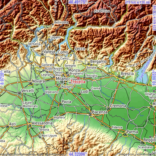 Topographic map of Trecella