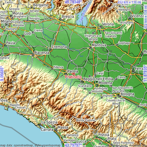 Topographic map of Praticello