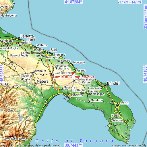 Topographic map of Lamie di Olimpie-Selva