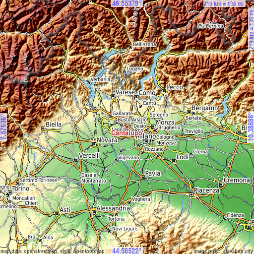 Topographic map of Cantalupo