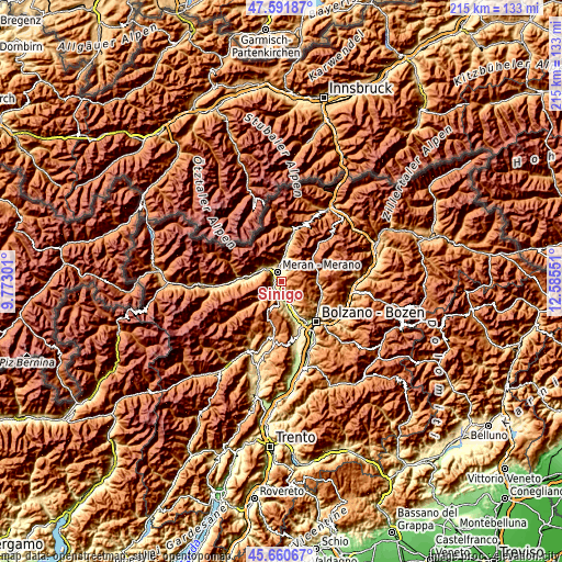 Topographic map of Sinigo