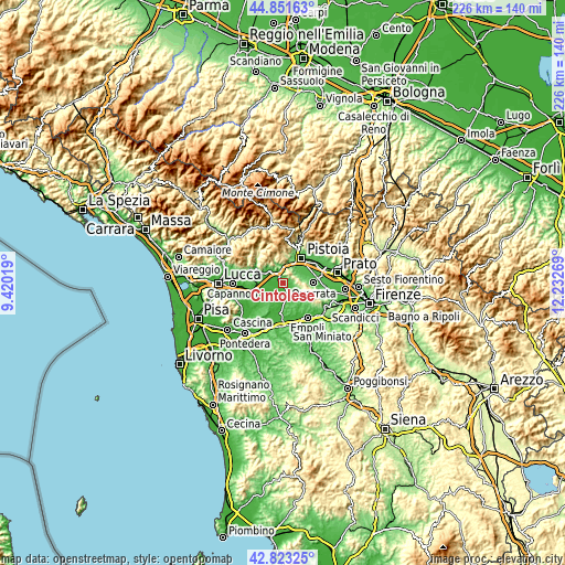 Topographic map of Cintolese