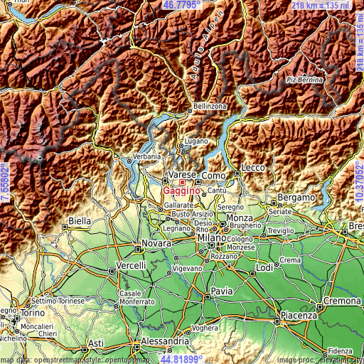 Topographic map of Gaggino