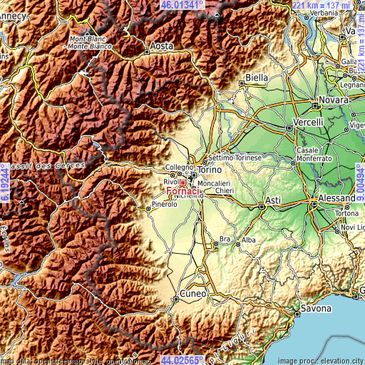 Topographic map of Fornaci