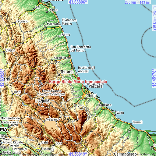 Topographic map of Borgo Santa Maria Immacolata