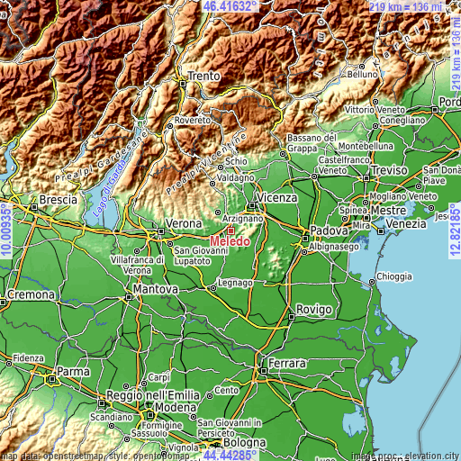 Topographic map of Meledo