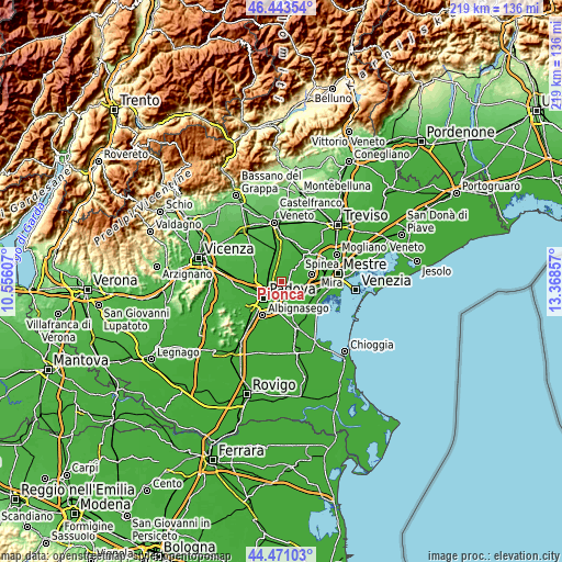 Topographic map of Pionca