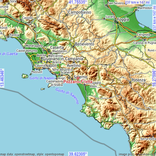 Topographic map of Pezzano-Filetta