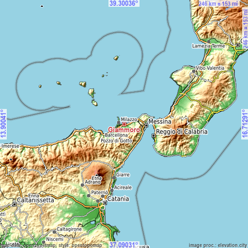 Topographic map of Giammoro